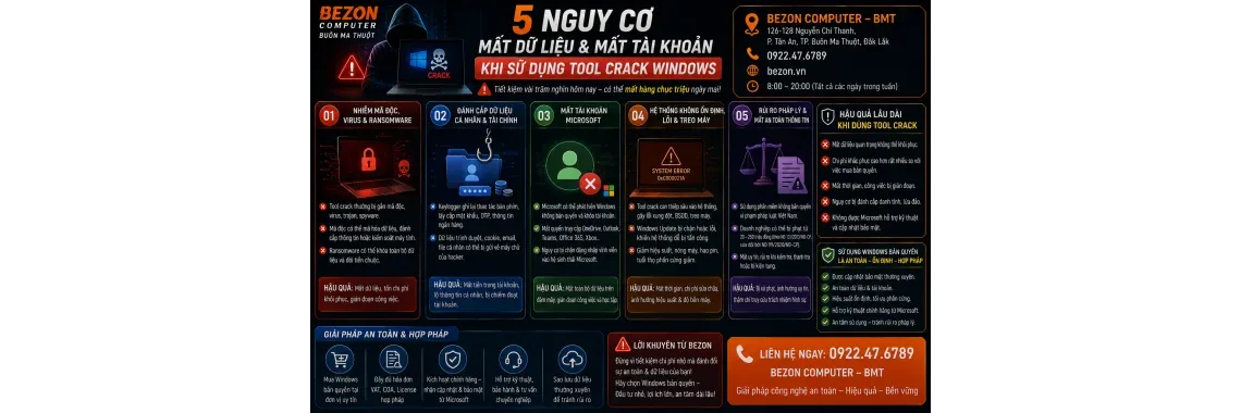 5 Nguy Cơ Mất Dữ Liệu & Mất Tài Khoản Khi Sử Dụng Tool Crack Windows