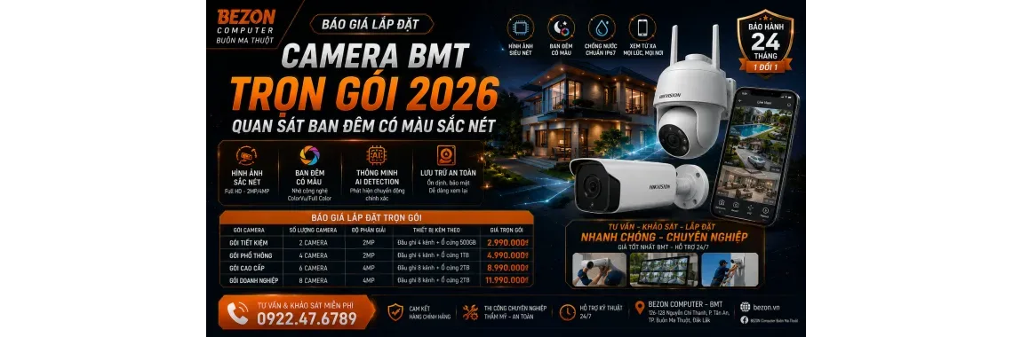 Báo Giá Lắp Đặt Camera BMT Trọn Gói 2026 – Quan Sát Ban Đêm Có Màu Sắc Nét
