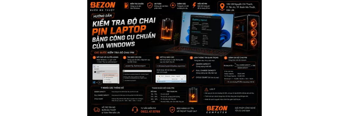 Hướng Dẫn Kiểm Tra Độ Chai Pin Laptop Trên Windows