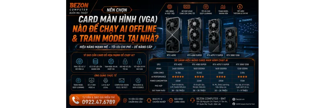 Nên Chọn Card Màn Hình (VGA) Nào Để Chạy AI Offline & Train Model Tại Nhà?
