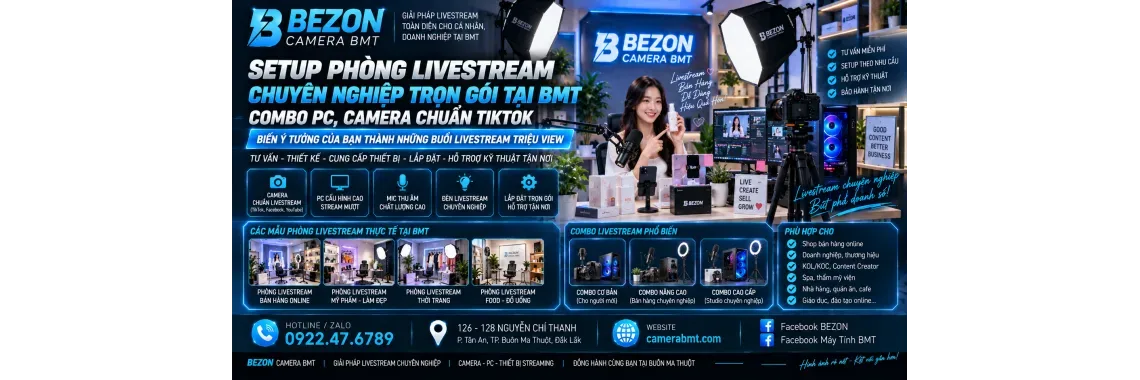 Setup Phòng Livestream Chuyên Nghiệp Trọn Gói Tại BMT: Combo PC, Camera Chuẩn TikTok
