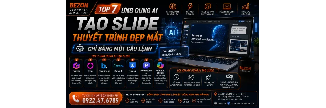 Top 7 Ứng Dụng AI Tạo Slide Thuyết Trình Đẹp Mắt Chỉ Bằng Một Câu Lệnh