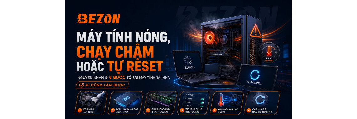 Máy Tính Nóng, Chạy Chậm Hoặc Tự Reset: Nguyên Nhân & 6 Bước Tối Ưu Máy Tính Tại Nhà Ai Cũng Làm Được