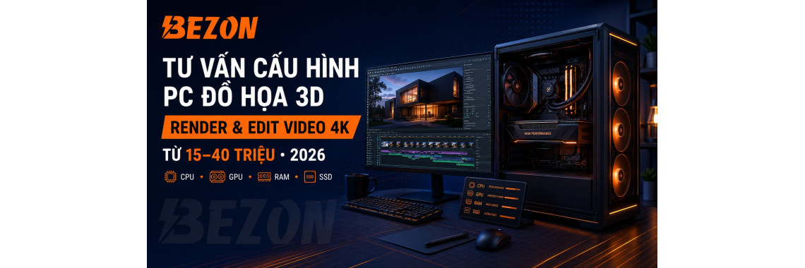 Tư Vấn Cấu Hình PC Đồ Họa 3D, Render Và Edit Video 4K Từ 15–40 Triệu Năm 2026